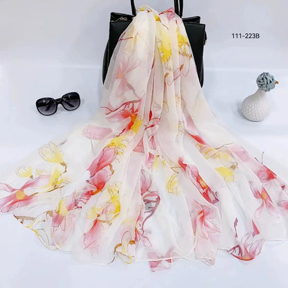 2025 Silk Scarf Women Hijab Pashmina Long Beach Stoles Shawl Wrap Headbands Spring Warm Scarves Bandana Ladies Neckscarf Foulard