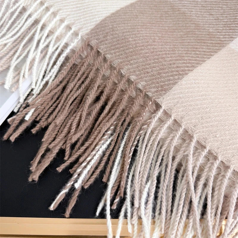 Plaid Imitation Cashmere Blanket Winter Women Scarf Designer Thick Warm Pashmina Shawl Wraps Tassel Poncho Stoles Echarpe Unisex