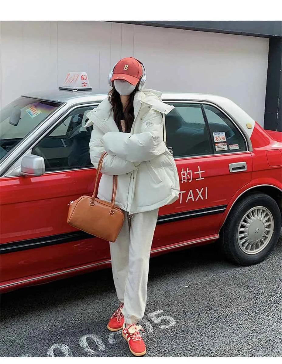 Women's Winter Warm Padded Jacket Coat 2025 New Down Cotton Hooded Solid Thick Parka Waterproof Puffy Korean Fashion Outdoor