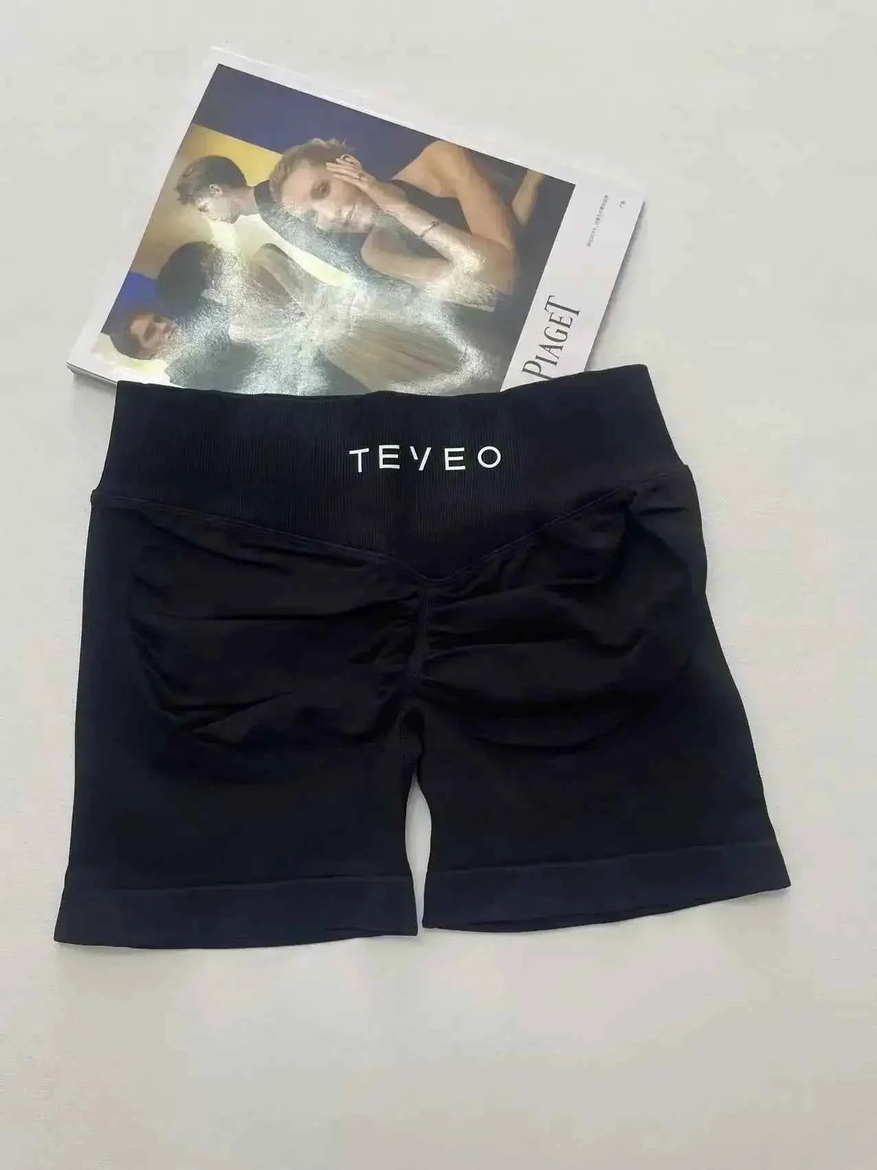 TEVEO Short De Yoga Femme Extensible Respirant Pêche Hanche Hanche Fitness Short de Course Hanche Haute Stretch Mèches De Sueur