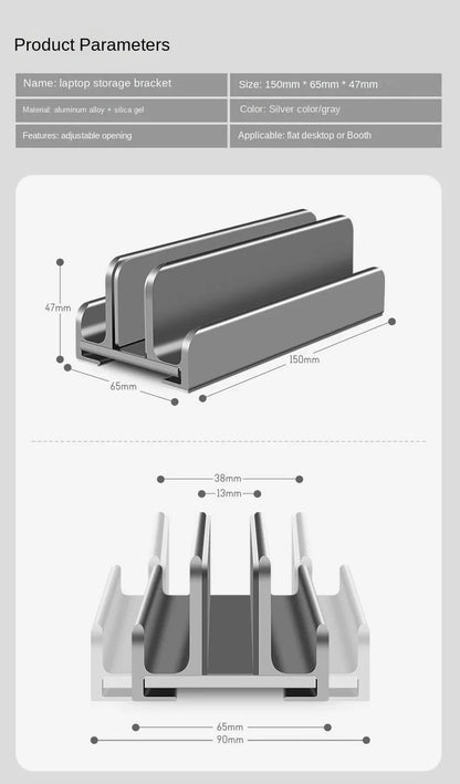 Laptop Stand Vertical Tool-Free Adjustable Aluminum Vertical Laptop Stand Holder Support Macbook Air Pro Laptop Accessories - AMULET RING STORE