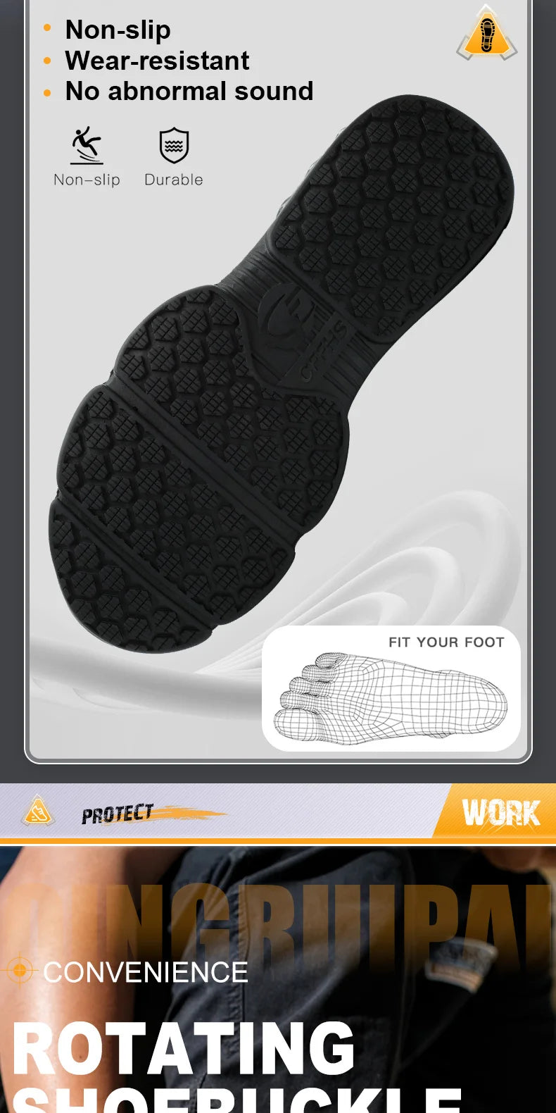 Men's high top lace-free comfortable soft sole anti-smash and puncture resistant work shoes - AMULET RING STORE