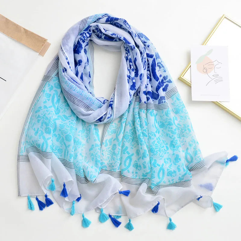 Luxury Brand Scarf For Woman Soft Cotton Shawl Wrap Tassel Viscose Muslim Woman Hijab Boho Beach Towel Female Bandana Headscarf - AMULET RING STORE