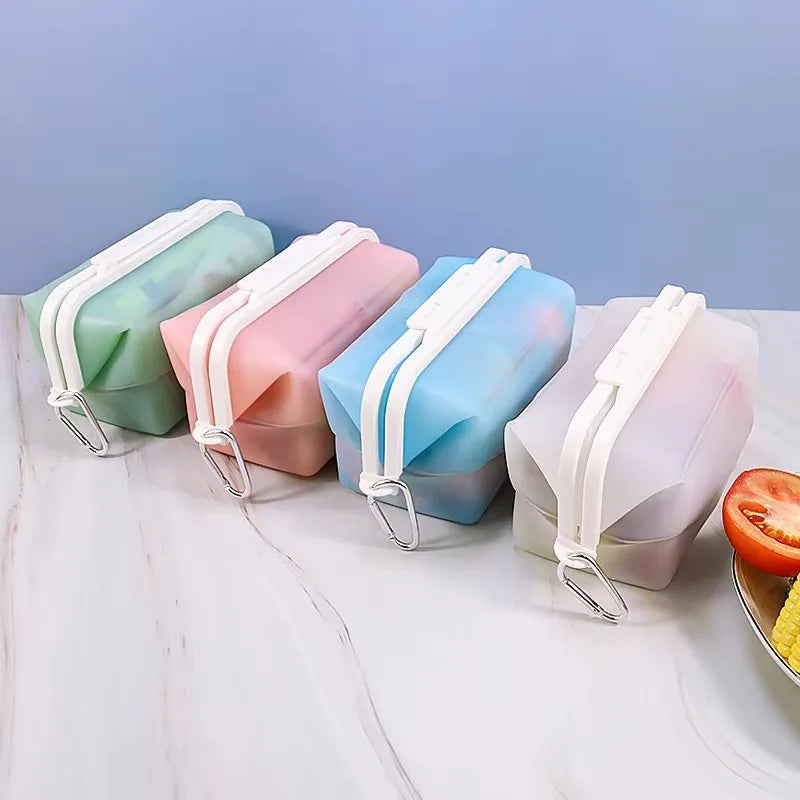1500ML Foldable Silicone Storage Bag,Reusable Food Grade Crisper Box,Fresh-keeping Picnic Box,Microwave Heating Available - AMULET RING STORE
