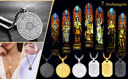 Seal of The 7 Archangels Pendant Necklaces for Men