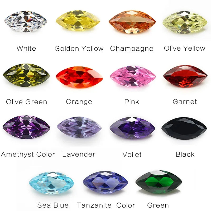 Size 1.5x3mm~10x20mm Marquise Shape 5A CZ Stone Synthetic Gems Color Cubic Zirconia For Jewelry - AMULET RING STORE
