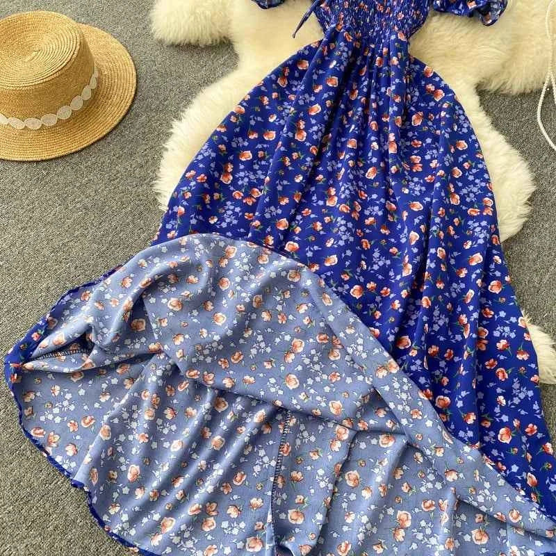 YuooMuoo Romantic Floral Print Long Dress 2024 New Summer Off Shoulders Puff Sleeve Big Swing Women Dress Korean Party Vestidos