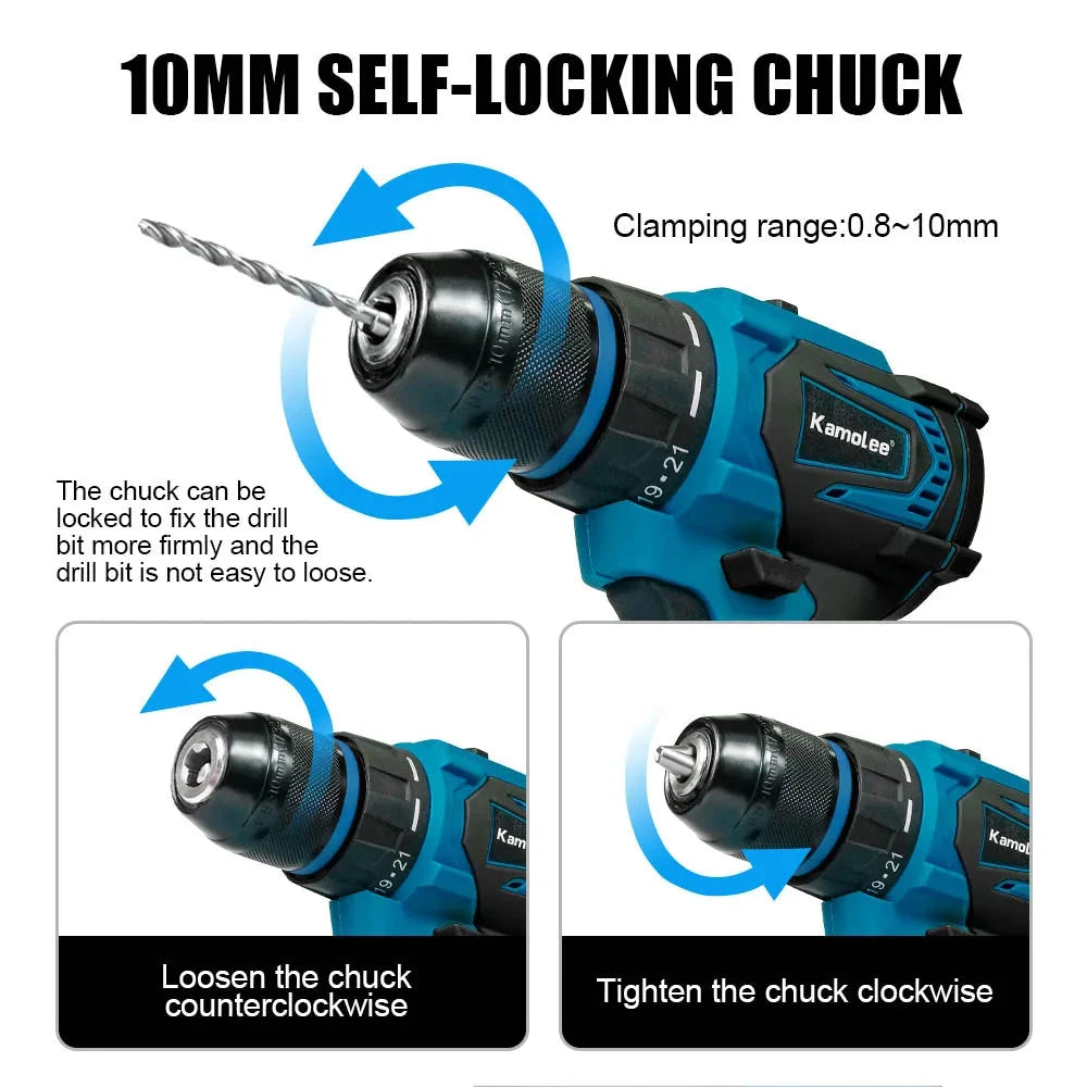 Kamolee 10mm Cordless Electric Impact Drill Electric Screwdriver Home DIY Power Tools For Makita 18V Battery - AMULET RING STORE