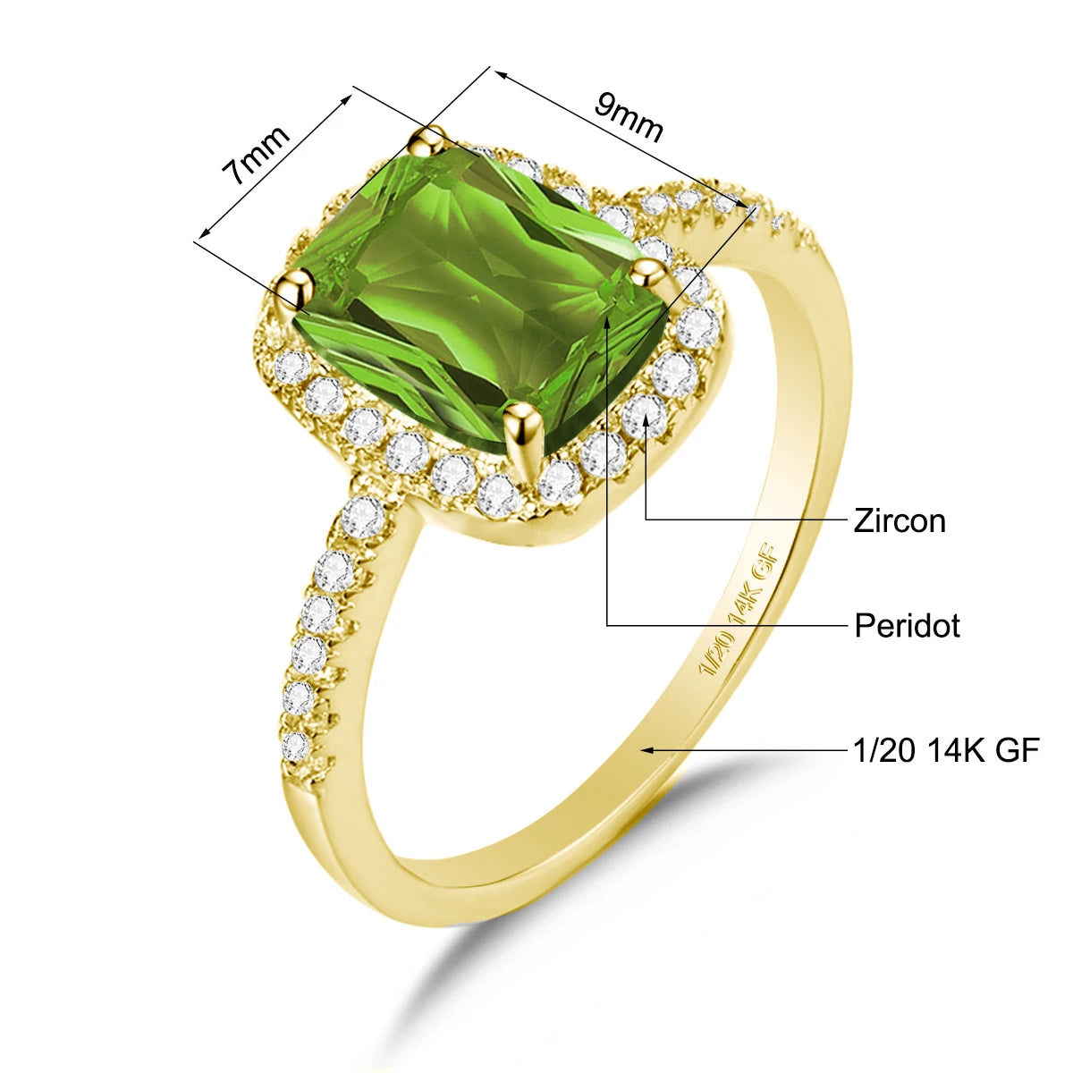 Solid 14K Gold Filled Aquamarine Ring for Women Retro Halo Design Gemstone Ring for Party Mother's Day Gifts Vintage Jewellery