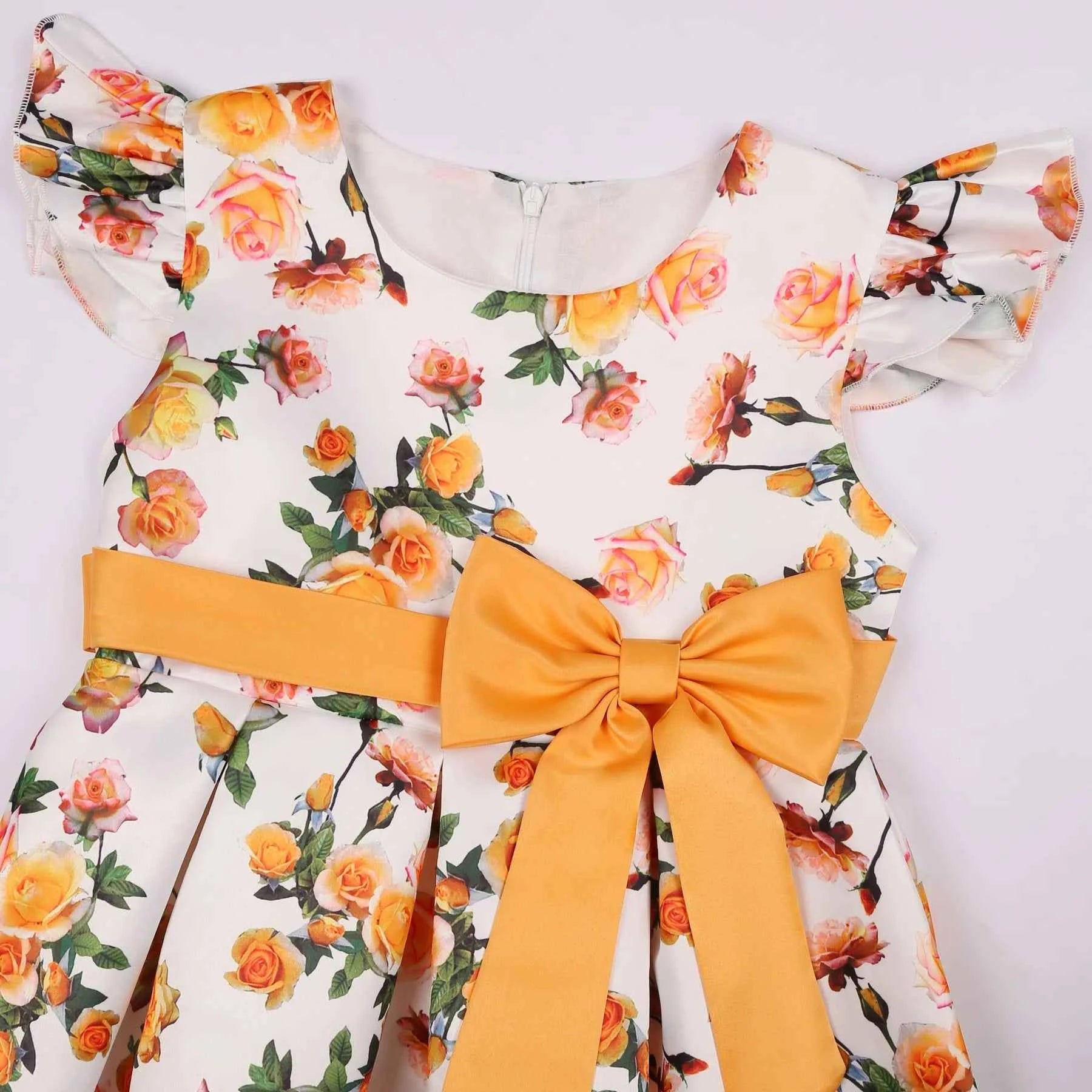 Girls Party Dresses Elegant Flower Printed Princess Dress Girls Birthday Party Wedding Bridesmaid Gown Girl's Ceremonial Dress