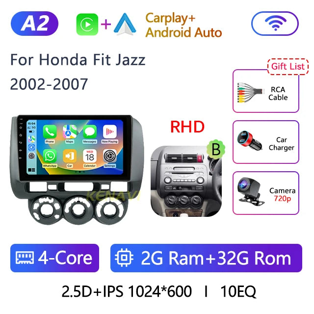 2 Din Android 10.0 Car Stereo Radio Multimedia Video Player For Honda Fit Jazz City 2002 2003 2004 2005 2006 2007 GPS Navigation - AMULET RING STORE