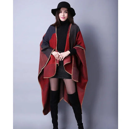 Winter Fashion Poncho Women Capes Scarf Imitation Cashmere Ladies Scarves Warm Shawls Wraps Woman Ponchos Bufanda Mujer Foulard