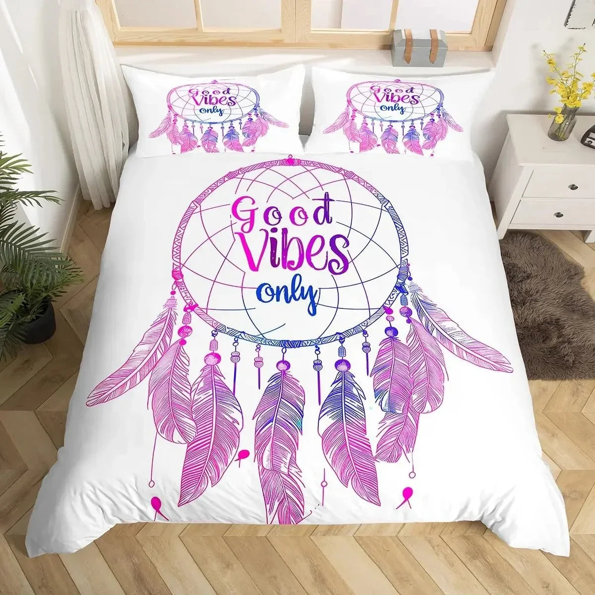 Dream Catcher Bedding Set Boho Mandala Duvet Cover Twin King,Exotic Tribal Feather Comforter Cover Starry Sky Galaxy Quilt Cover