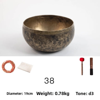 Old Singing Bowl Copper Nepal Handmade Tibetan Bowls Retro Yoga Meditation Buddhism Sound Bowl Portable Zen Music Instrument - AMULET RING STORE