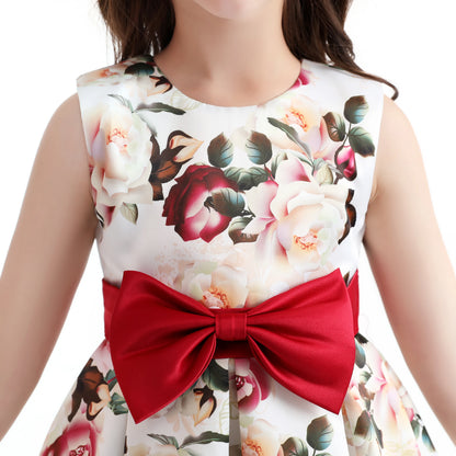 Girls' formal dress dress, printed princess dress, children's dress, flower performance outfit, children's dress