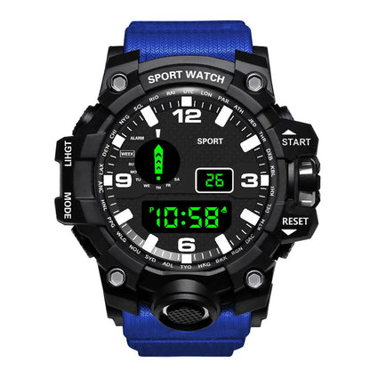 Fashion Men's Watch Sports Electronic Wristwatch Large dial Multifunctional Waterproof Luminous Alarm Kids Male's Military Watch - AMULET RING STORE