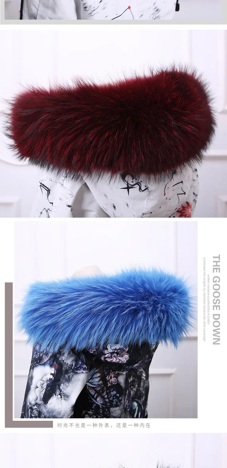 Raccoon Fur Collar 100% Real Fur Fashion Scarves For Ladies Neck Warmer Women Winter Natural Fur Scarf Decor White Fur Scarf
