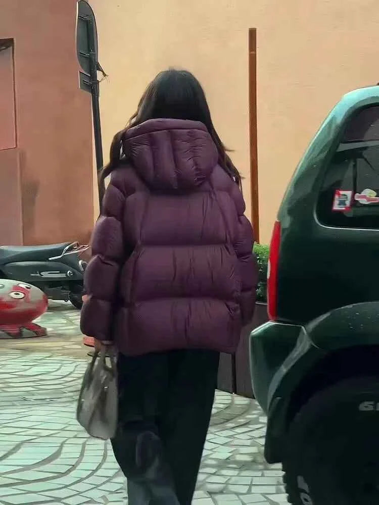 Puff Down Jacket Women's Winter Jacket Padded New Outerwear Hooded Versatile Loose Padding Thickened White Duck Down Warm Coat