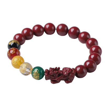 FengShui Pixiu Charms Cinnabar Bracelet Lucky Cinnabar Chain Chinese Fengshui Charm Bracelets Jewelry  Auspicious Juyun Beads