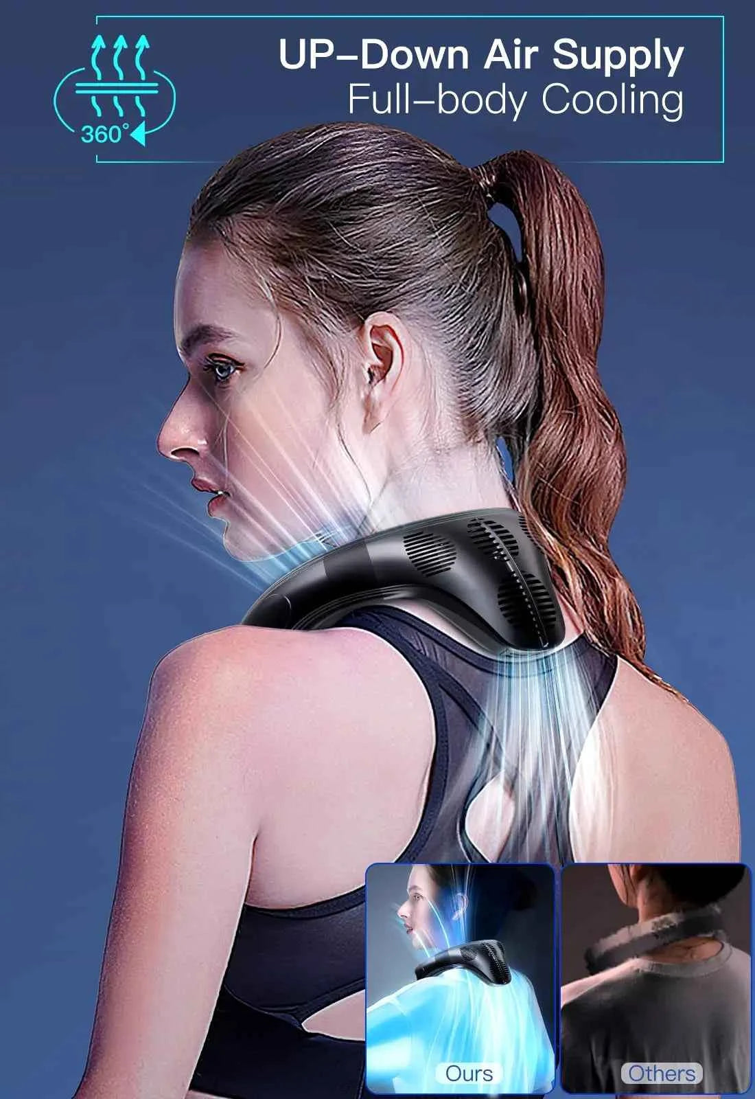 2024 New Neck Air Conditioner Portable Neck Fan Rechargeable Semiconductor Cooling Bladeless Fan Wearable Cooler multi purpose