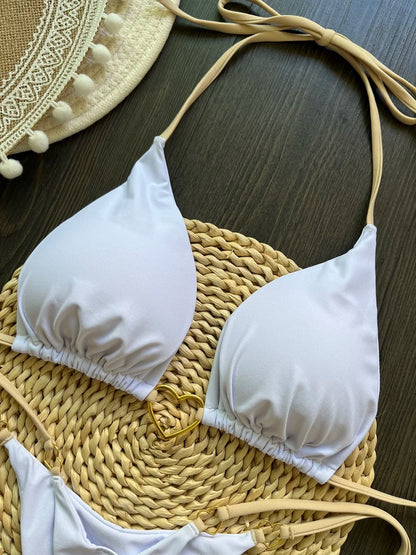 RUOTONSEPT Sexy Halter Solid color Bikini Set Women's Swimsuit Two-piece Triangle Thong Swimwear Bathing Suit Brazilian Biquinis - AMULET RING STORE