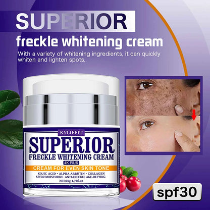 KYLIEFIT Superior Freckle Whitening Cream, Even Skin Tone, With Collagen, Kojic Acid, Spf30, Dark Spots Corrector Face Cream