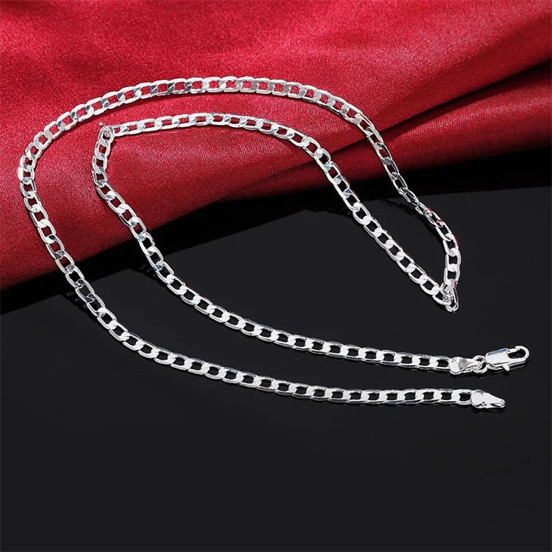Men's 925 Sterling Silver Necklace 2/4/6/8/10/12MM 40-75cm Face Chain Necklace Lobster Clasp Men And Women Engagement Jewelry - AMULET RING STORE