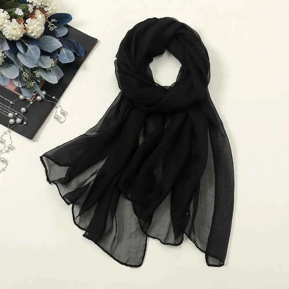 180*70cm Embroidery Floral Chiffon Scarf Elegant Thin Breathable Shawl Women Sunscreen Neck Scarf Travel Beach Shawl Scarf