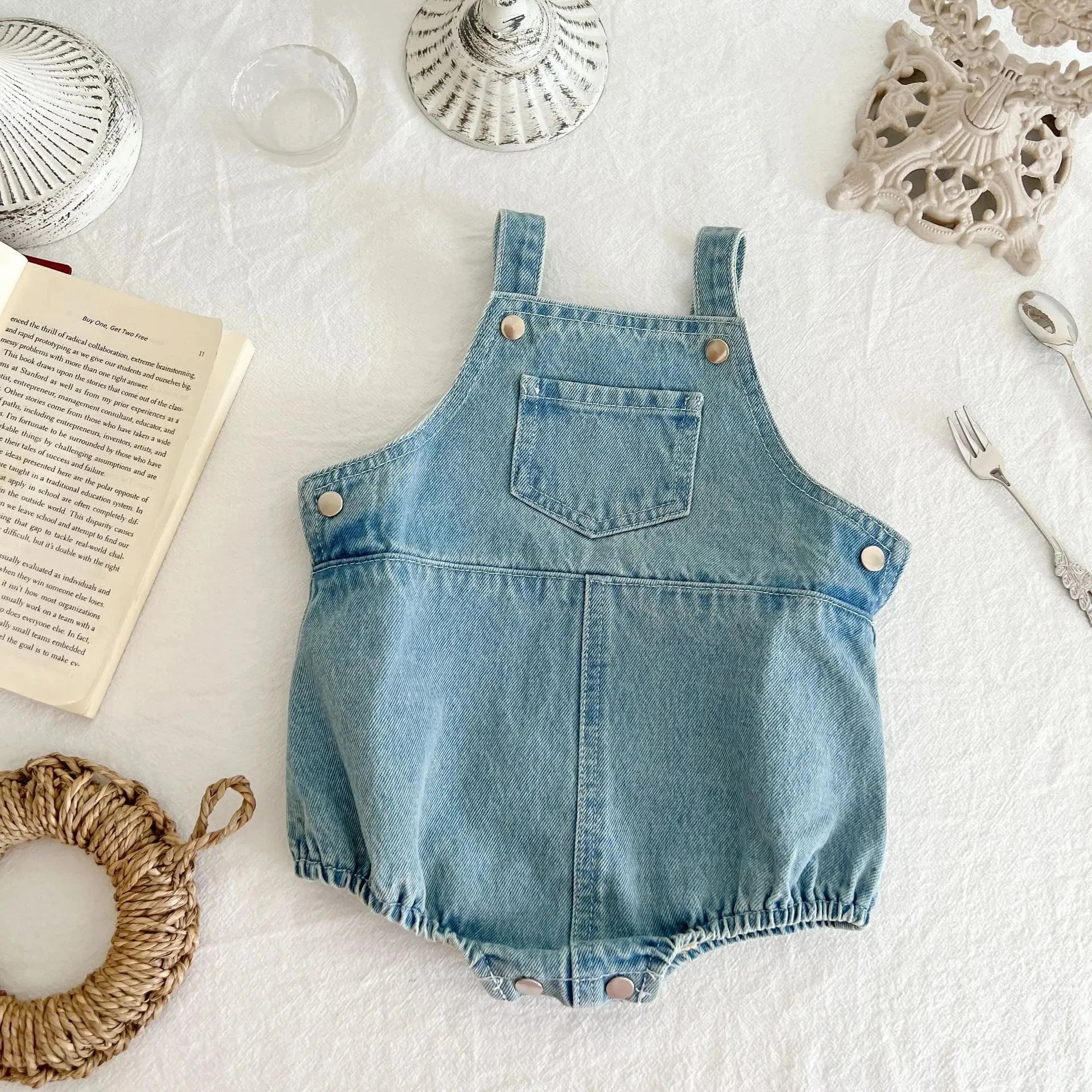 Cute Baby Pocket Overalls Denim Overalls Baby Fashion One-piece Romper 0-3T Newborn Boy Girls Clothes - AMULET RING STORE