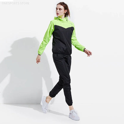 Sauna Suit Women Gym Clothing Set Men Pullover Hoodies Tops Running Fitness Exercise Sportswear Weight Loss Sweating Sports Suit