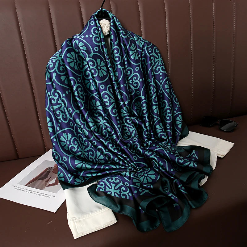 Design Satin Silk Shawl Hijab Scarf Women Fashion Summer Sunscreen Beach Stole Wraps Bufanda Female Headkerchief Echarpe New - AMULET RING STORE