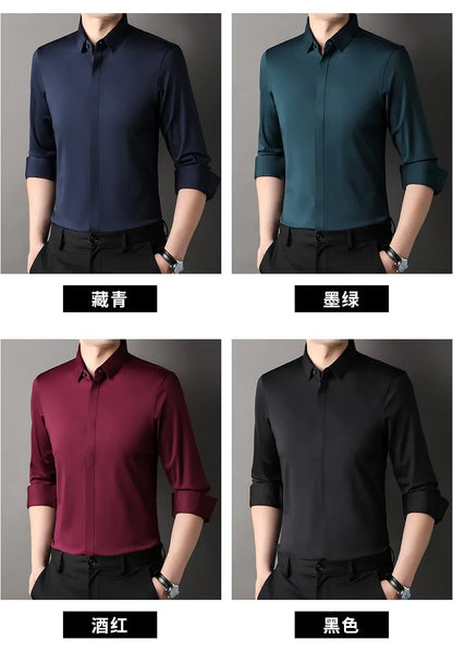 Mulberry Silk Business Dress Shirt - Men's Wrinkle Resistant