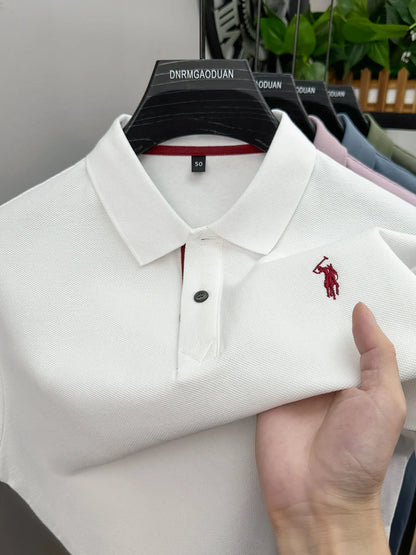 100% pure cotton men's short sleeved polo shirt hot selling summer fashionable horse logo embroidery classic Paul casual T-shirt