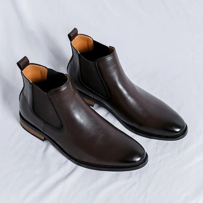 Men's Classic Genuine Leather High Top Chelsea Boots