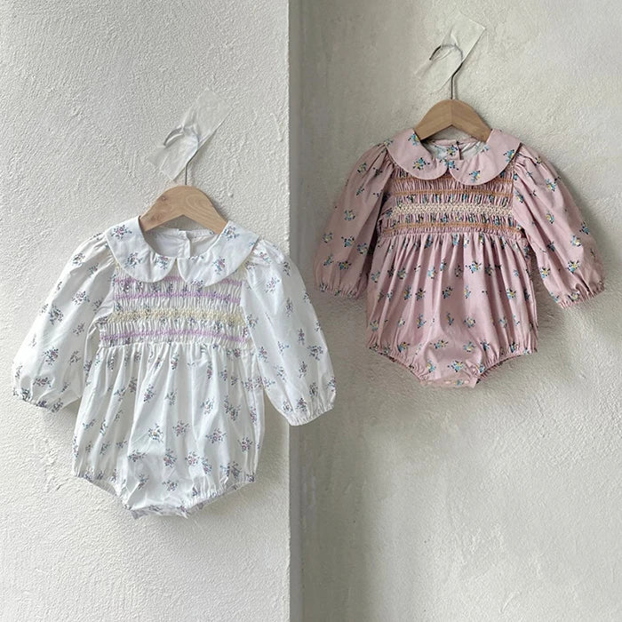 2024 New Autumn 0-3Yrs Kids Princess Dress Baby Bodysuits Long Sleeved Cotton Print Infant Baby Girls Party Dress Sister Clothes