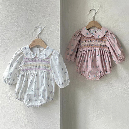 2024 New Autumn 0-3Yrs Kids Princess Dress Baby Bodysuits Long Sleeved Cotton Print Infant Baby Girls Party Dress Sister Clothes