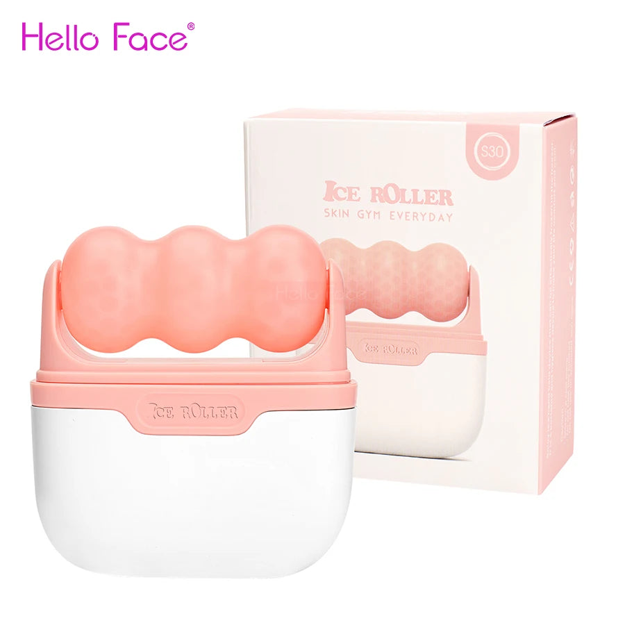 Hello Face Roller Ice Facial Massage Reusable 2 Shape Heads Freezable Ice Massager Lifting Tools