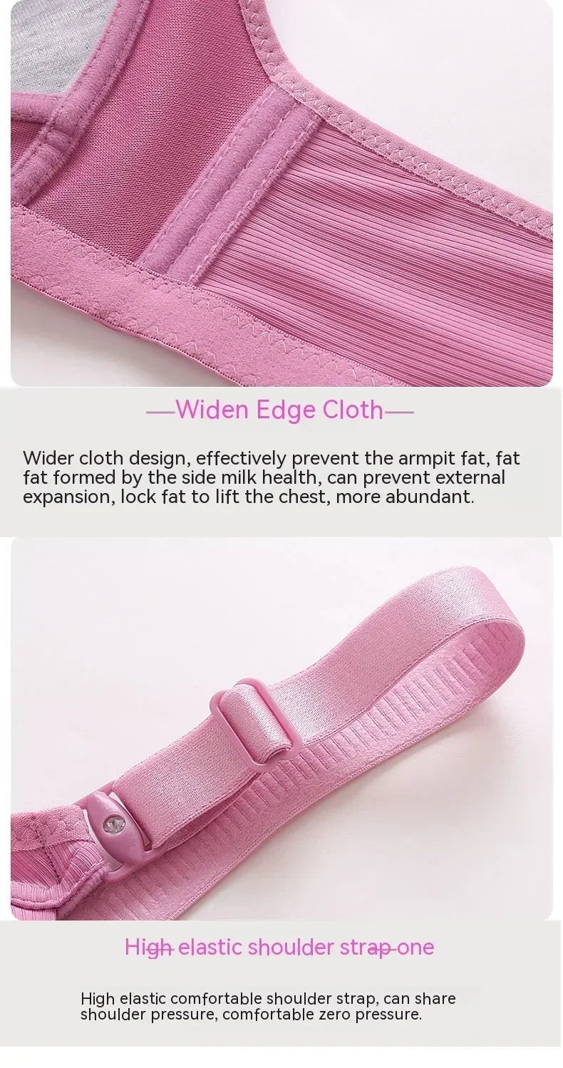 Gathered Side Collection Lifting Underwear Breasts Brassiere Large Size Bra Full Cup Underwear Brassiere No Steel Ring Bra - AMULET RING STORE