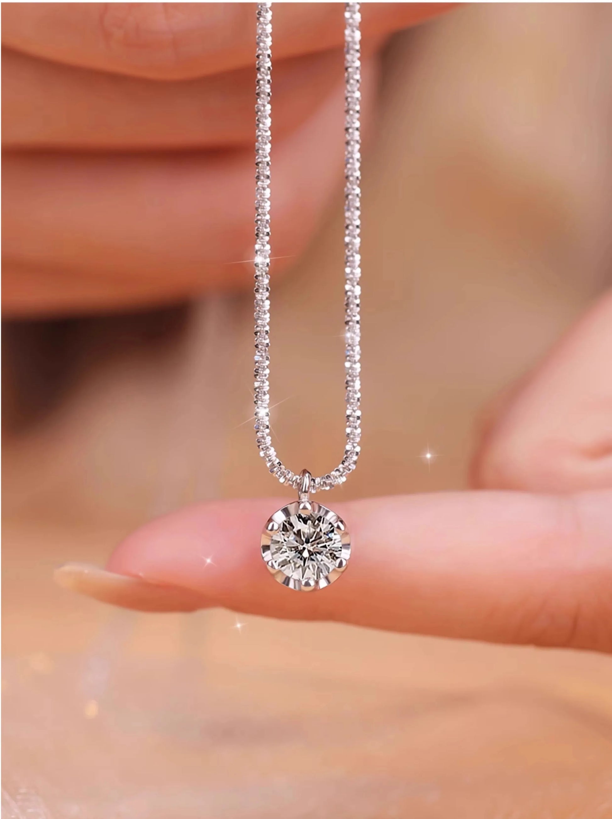 TEN CARATS 0.5-2CT S925 sterling silver Moissanite Women's Necklace Super Sparkly D Color VVS1 Pendant chain plated Jewelry - AMULET RING STORE