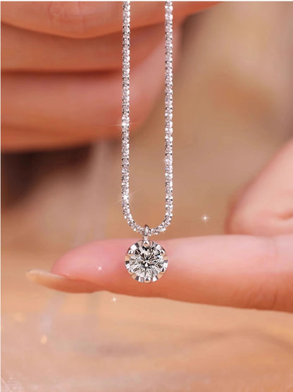 TEN CARATS 0.5-2CT S925 sterling silver Moissanite Women's Necklace Super Sparkly D Color VVS1 Pendant chain plated Jewelry - AMULET RING STORE