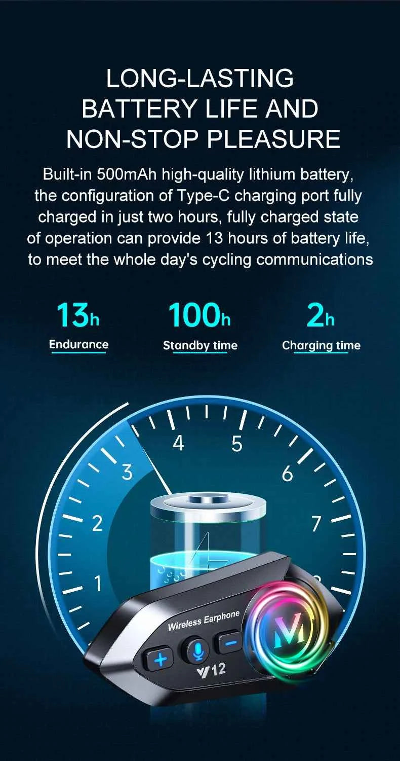 Bluetooth 5.4 Helmet Headset Wireless Hands-free Call Phone Kit Motorcycle Waterproof Earphone MP3 Music Player Speaker for Moto