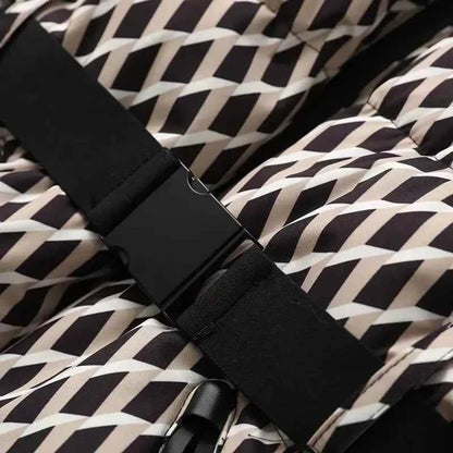 Women's Winter Hooded High Waist Padded Sport Parkas Coats with Belt Female Elegant Thick Warm Pockets Windproof Skiing Jackets