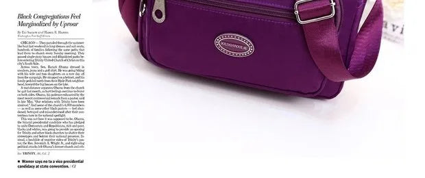 Casual Waterproof Nylon Canvas Ox Cloth Ladies oulder Bag Crossbody Bag Sport Sle Women's Handbag Soft Zipper Closure