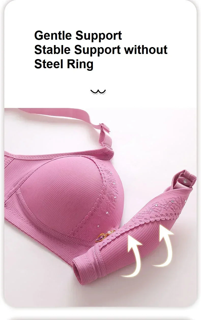 Gathered Side Collection Lifting Underwear Breasts Brassiere Large Size Bra Full Cup Underwear Brassiere No Steel Ring Bra - AMULET RING STORE