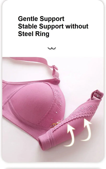 Gathered Side Collection Lifting Underwear Breasts Brassiere Large Size Bra Full Cup Underwear Brassiere No Steel Ring Bra - AMULET RING STORE