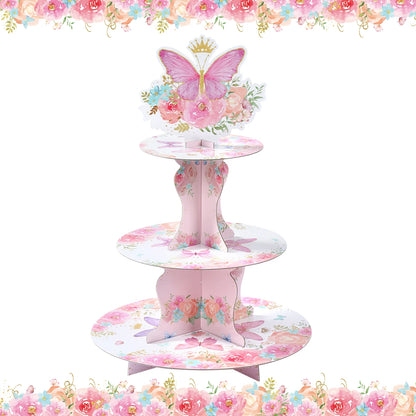 Cake Display Stand Jungle Mermaid Birthday Party Decorations Kids Dessert Holder Cake Tray Butterfly Baby Shower Cupcake Support - AMULET RING STORE