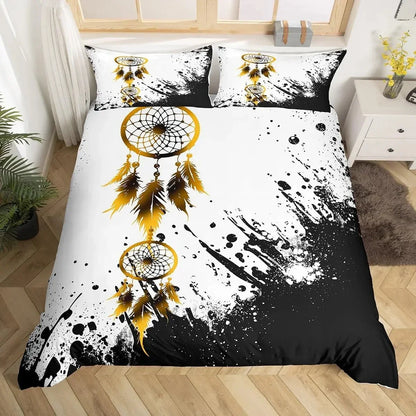 Dream Catcher Bedding Set Boho Mandala Duvet Cover Twin King,Exotic Tribal Feather Comforter Cover Starry Sky Galaxy Quilt Cover