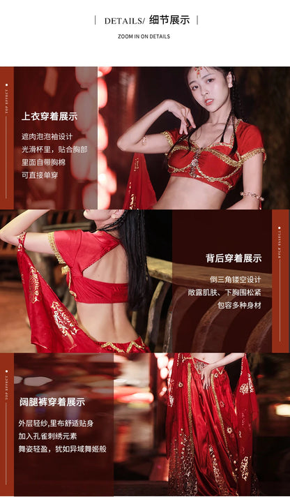 2025 summer new Indian traditional clothing Indian dance costumes improved saree women sexy Indian sequins belly dance dress a6