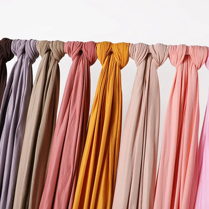 Newest Milk Silk Jersey Hijabs for Women Soft Warm Muslim Woman Turban Hoofddoek Headscarf Good Stitch Stretch Jesey HIjab Scarf - AMULET RING STORE