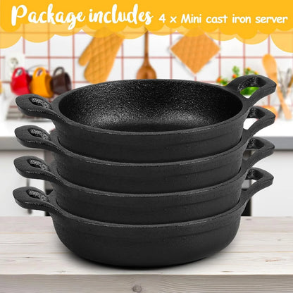 Mini cast iron frying pan 5 x 5 x 1.3, set black, oven, kitchen indoor/outdoor picnic mini frying pan (2-piece set)